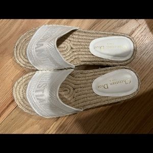 Dior straw espadrille sandals size 40 with box